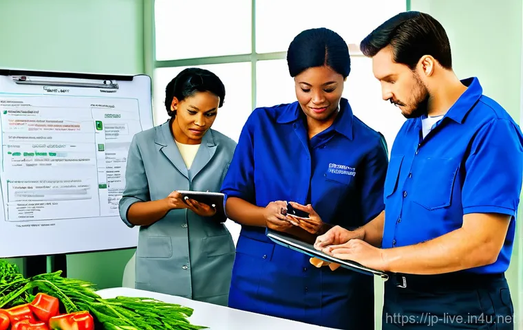 축산업 HACCP 인증 받는 법 - **Prompt:** A bright, modern, and impeccably clean food processing facility or farm interior. A dive...