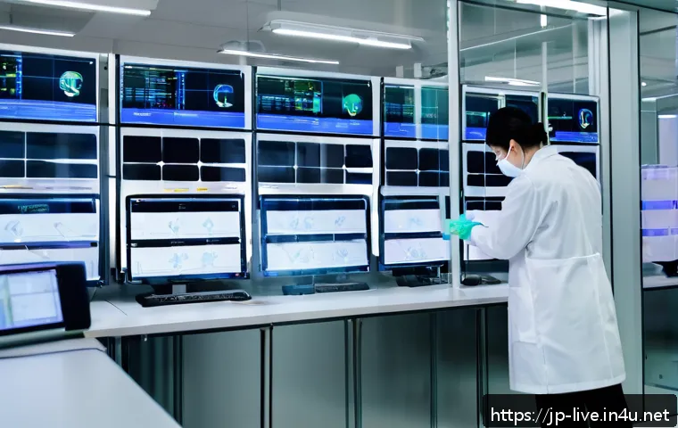 축산업 대학원 진학 정보 - A modern livestock research laboratory in Japan, featuring advanced digital technology like AI monit...