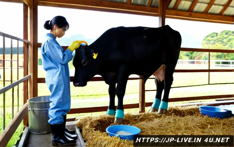 축산업 실기 시험 대비법 - Photorealistic livestock practical exam preparation scene at a clean Japanese agricultural training ...